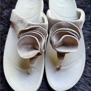 Grey Suede Flower Sandals